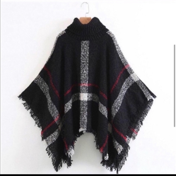 NWT Plaid Poncho - Picture 4 of 5